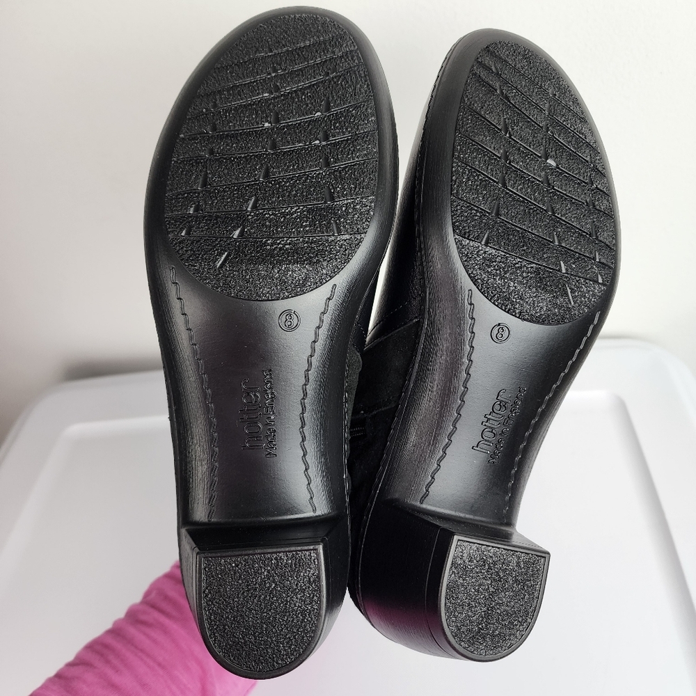 hotter Black Leather Quilted Suede Back Ankle Boots with Side Zip Size 10 - Picture 13 of 14